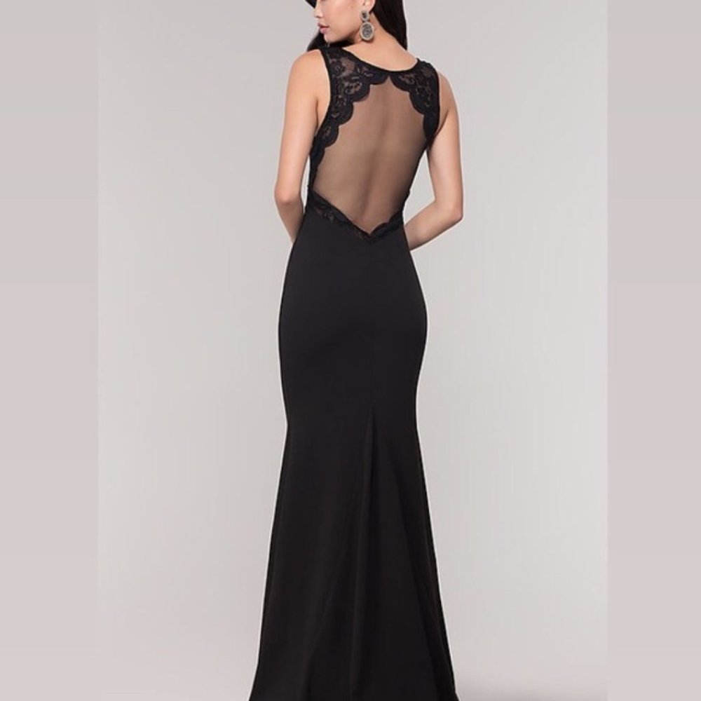 Sleeveless, Long Black Sheer-Back Formal Dress NWT